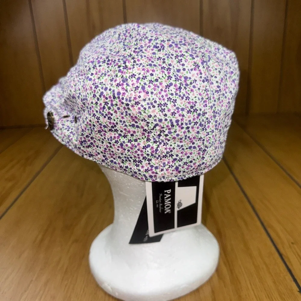 Pamoa Premium Headwear Womens Purple Floral Flat Cap Ivy Hat‎ PMV720 S/M NEW
